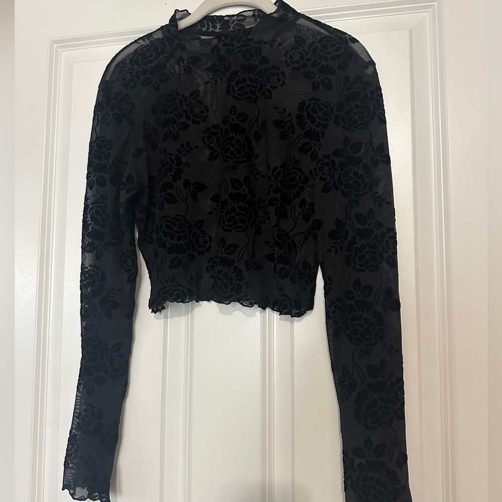 Sheer black floral top